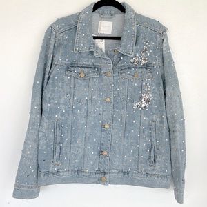 COPY - COPY - Zara oversized distressed boyfriend denim jacket with crystals an…